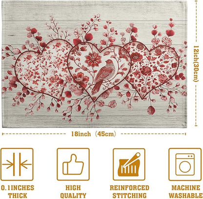 Valentine Wooden Heart Placemats Set of 4, 12x18 Inch Valentines Chinoiserie - Image 4