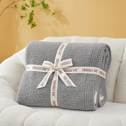 Snuggle Sac Grey Throw Blanket for Couch Bed Sofa 60x80 inches, Reversible Grey - Image 2
