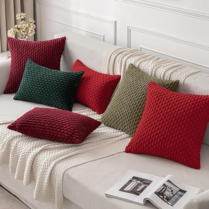 MIULEE Christmas Wine Red Throw Pillow Covers Soft Corduroy Decorative Set of 2 - Image 9