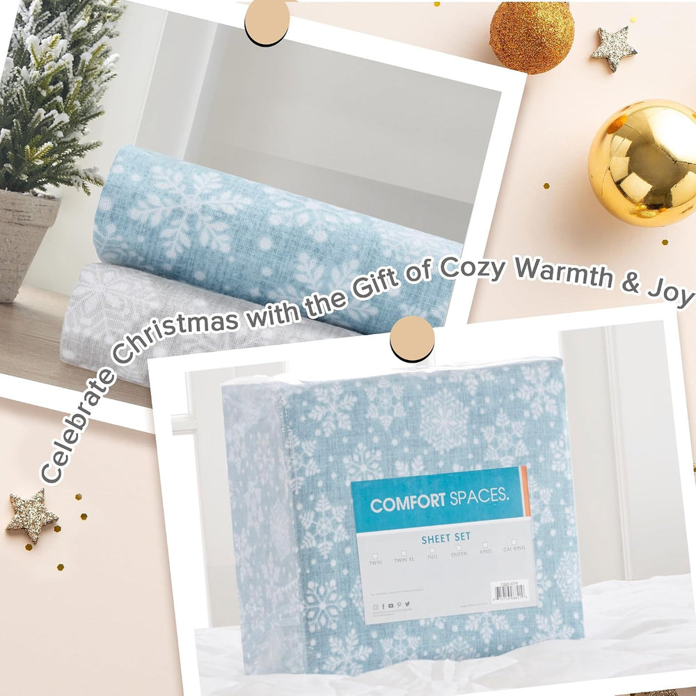 Comfort Spaces 100% Cotton Flannel Sheets Queen Size, Ultra Soft, 4 Pcs