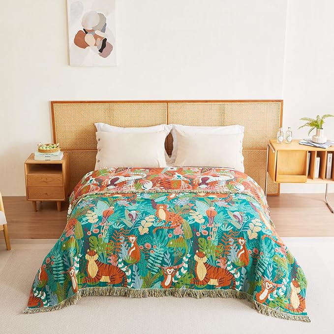 MSGKV Throw Blanket for Couch Cotton Animals Blanket 50"x60" Sofa Chair - Image 8