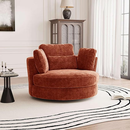 Aoiy & Wifon 50.2'' W Oversized Swivel Barrel Chair, Terracotta Swivel Accent - Image 6