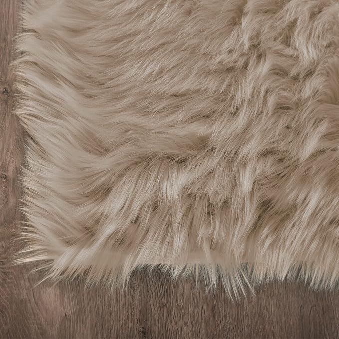 Latepis Small Area 2x4 Rug Brown Beige Faux Fur Rug Fluffy Sheepskin Shaggy Rugs - Image 5