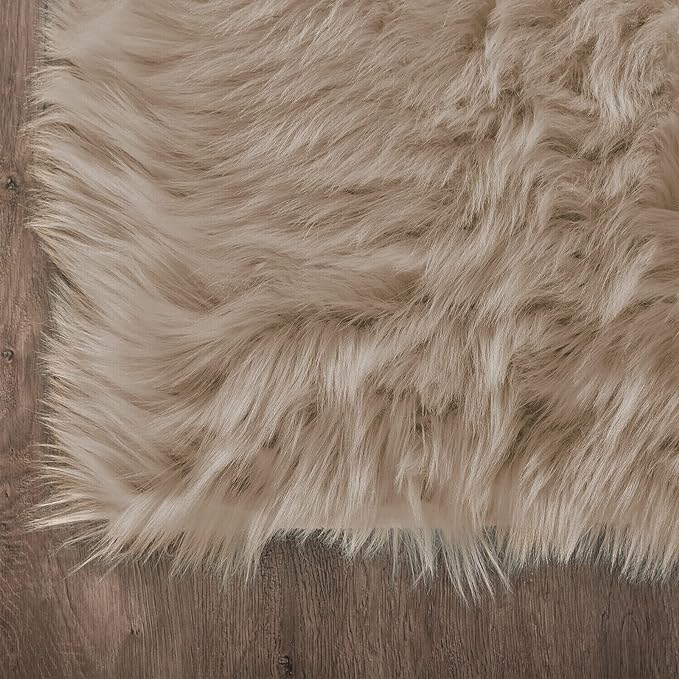 Latepis Camel Living Room Rugs Faux Sheepskin Fur 6x9 Area Rugs - Image 5