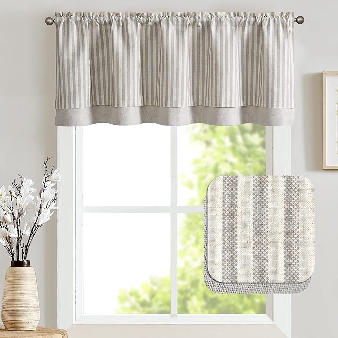 jinchan Linen Valance Curtain Striped Valance - Image 2