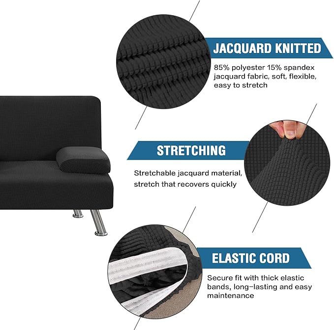 H.VERSAILTEX 4 Pieces Stretch Futon Covers Sofa Bed Slipcover - Image 4