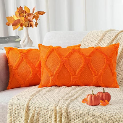 decorUhome Fall Throw Pillow Covers 12x20 Inch Set of 2, Soft Plush Faux Fur by decorUhome