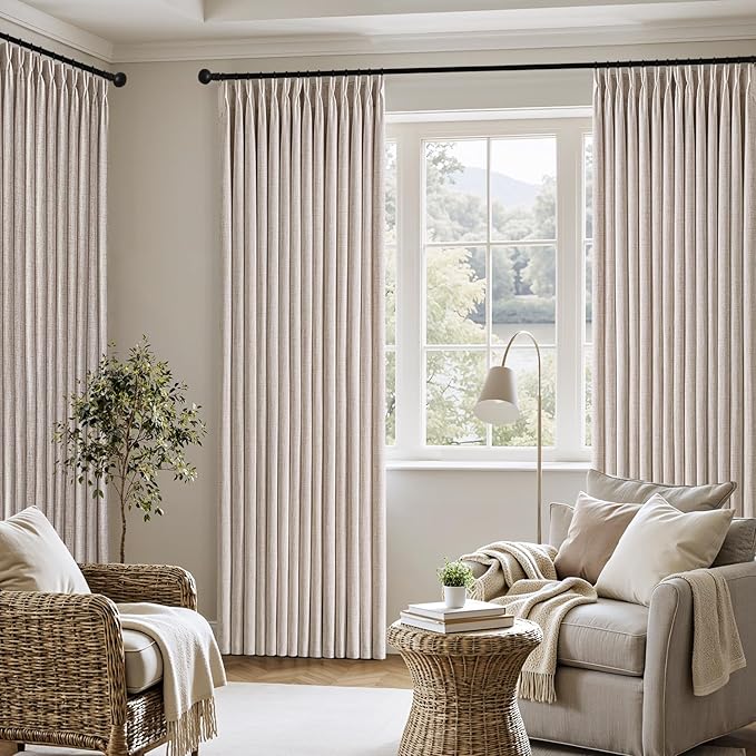 MIULEE Pinch Pleated Thick Linen Curtains 84 Inch 4 Panels Set Back Tab Memory - Image 5