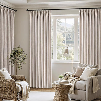 MIULEE Pinch Pleated Thick Linen Curtains 84 Inch 4 Panels Set Back Tab Memory - Image 5