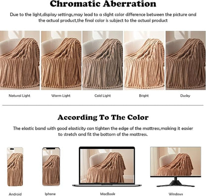 NEWCOSPLAY Super Soft Queen Blanket Taupe Premium Silky Flannel Fleece 3D - Image 6