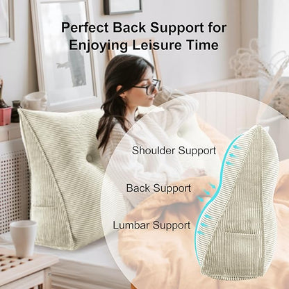 WOWMAX 100% Cotton Corduroy Headboard Pillow – King Size Back Support Reading - Image 3