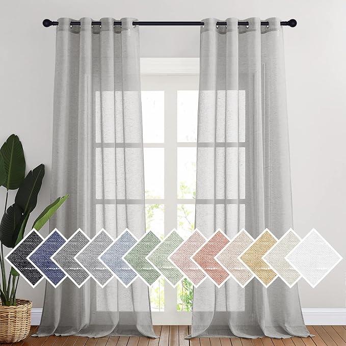 NICETOWN Grommet Sheer Curtains Natural Linen Blend Texture, Privacy by NICETOWN