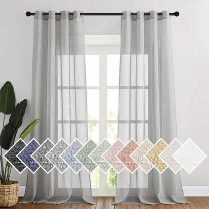NICETOWN Grommet Sheer Curtains Natural Linen Blend Texture, Privacy by NICETOWN