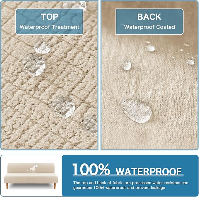 H.VERSAILTEX 100% Waterproof Futon Covers, Leakproof Armless Sofa Covers - Image 3