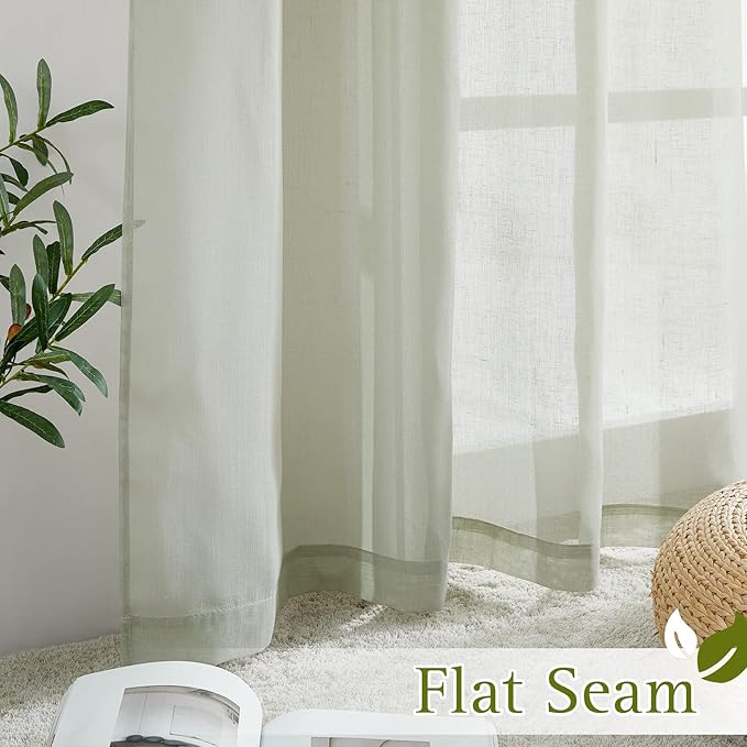 NICETOWN Linen Sheer Sage Green Curtains - Image 6