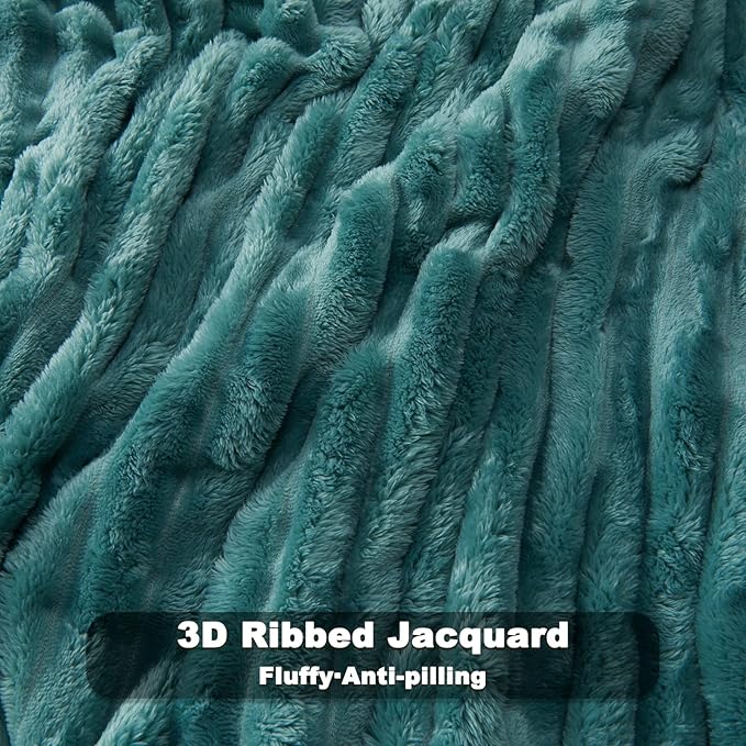 NEWCOSPLAY Super Soft Queen Blanket Light Teal Premium Silky Flannel Fleece 3D - Image 5