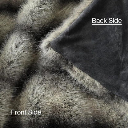 HORIMOTE HOME Luxury Faux Fur Throw Blanket, Non-Shedding 60"x80" Fur Blanket - Image 5