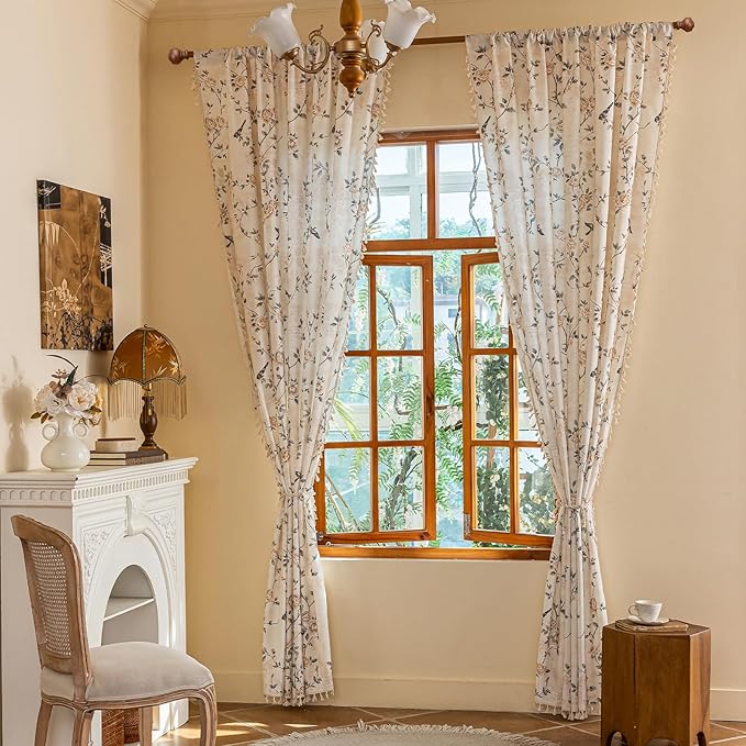 ENJOYBRIDAL Floral 84 Inch Curtains 2 Panel Set Farmhouse Rod Pocket Drapes - Image 6