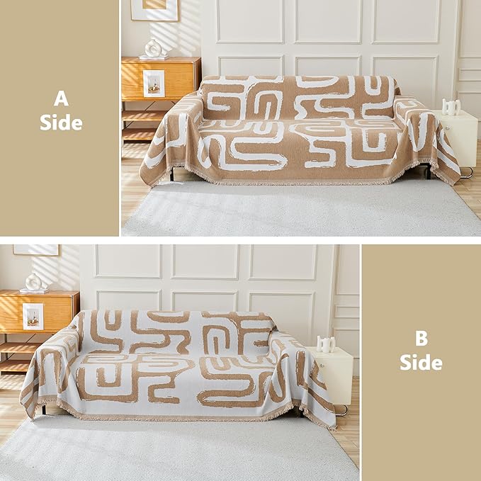 MEETSKY Boho Couch Cover Sofa Cover Washable, Chenille Sofa Covers - Image 3