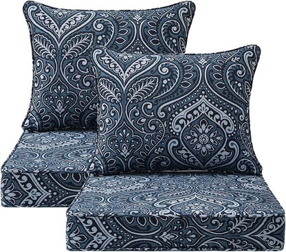 Outdoor Patio Chair Cushions Set, Water-Repellent, Fade Resistant, Deep Seat by Unimatta