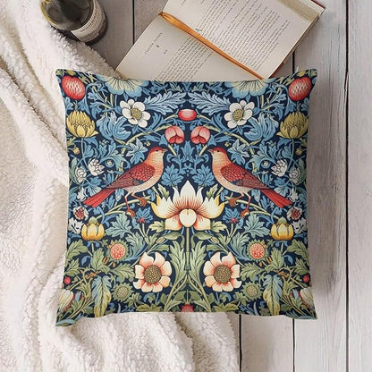 William Morris Floral Original Throw Pillow Covers Boho Chic Retro Floral Bird - Image 3