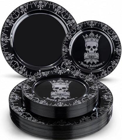 Hioasis Halloween Plastic Plates, 40-Pack, BPA-Free Heavy-Duty