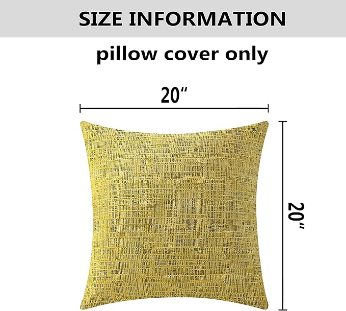 Home Brilliant Yellow Pillows Covers 20x20 Textured Velvet Chenille Decorative - Image 5
