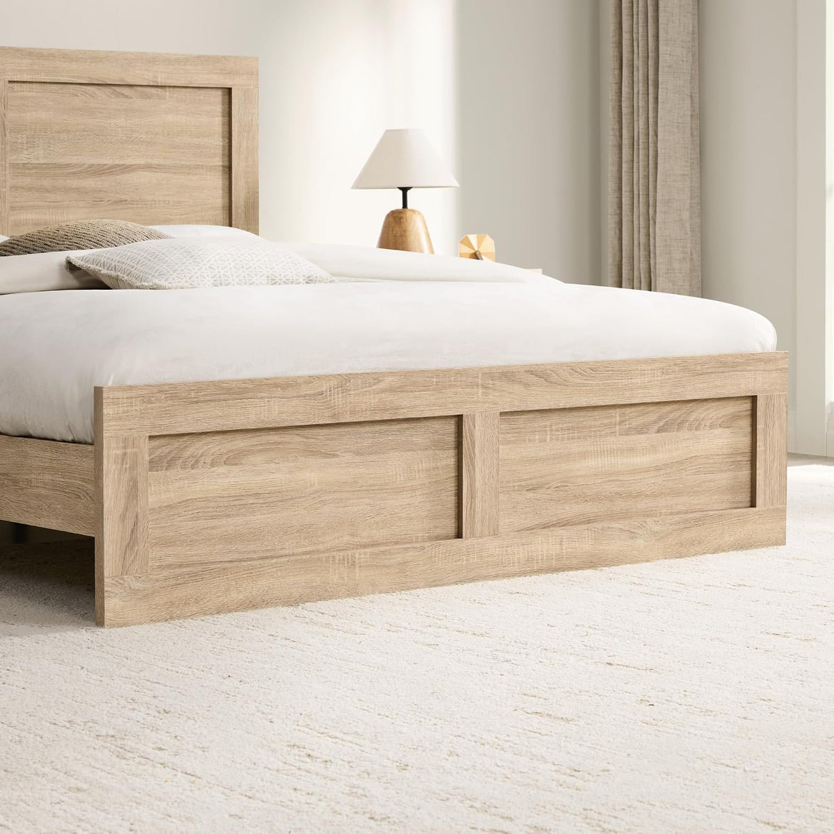kislot wood bed frame with headboard and footboard on a desk or shelf