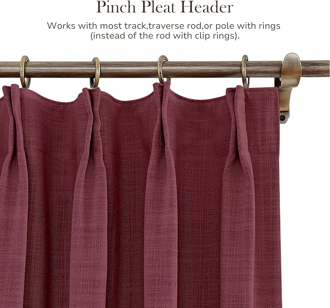 TWOPAGES 150 W x 96 L inch Pinch Pleated Curtain Room Darkening Linen Drapery - Image 4