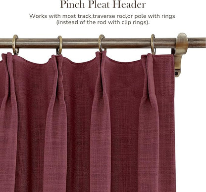 TWOPAGES 150 W x 96 L inch Pinch Pleated Curtain Room Darkening Linen Drapery - Image 4