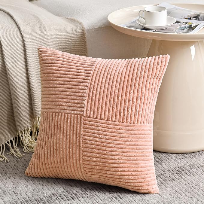 Fancy Homi 2 Packs Peach Decorative Throw Pillow Covers 20x20 Inch - Image 2