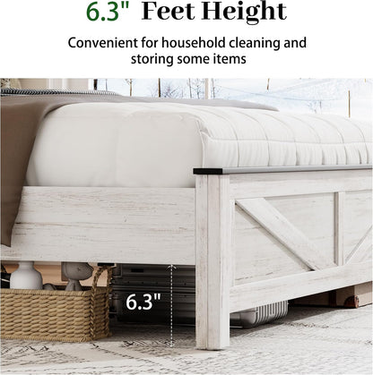 full size bed frame with headboard, rustic farmhouse, package contents