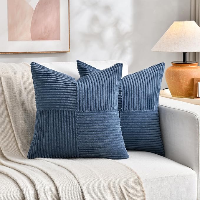 Fancy Homi 2 Packs Dusty Blue Samll Decorative Throw Pillow Covers 14x14 Inch - Image 5