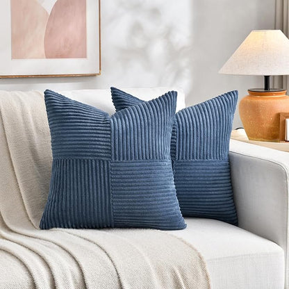 Fancy Homi 2 Packs Dusty Blue Samll Decorative Throw Pillow Covers 12x12 Inch - Image 5