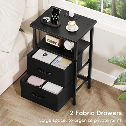 vagusicc nightstands set of 2, bedside tables with, front angle view