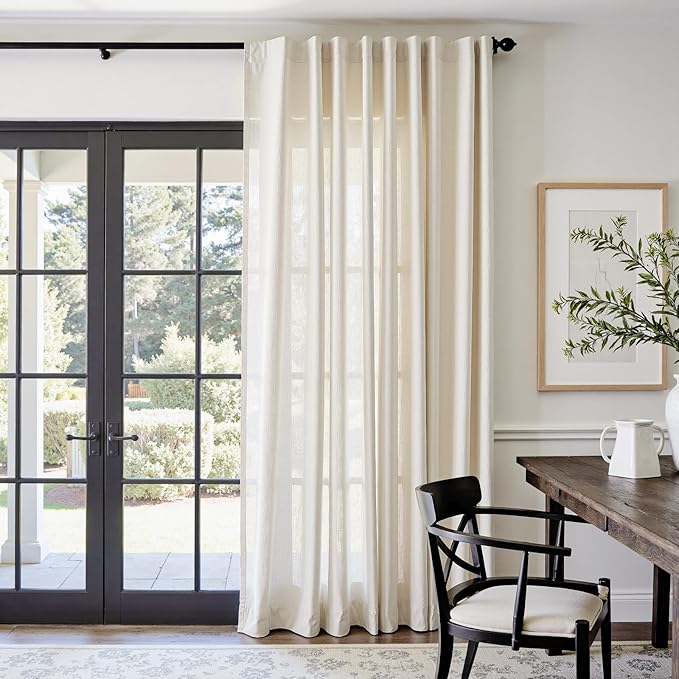 jinchan Beige Linen Blend Curtain 84 Inches Length 1 Panel by JINCHAN