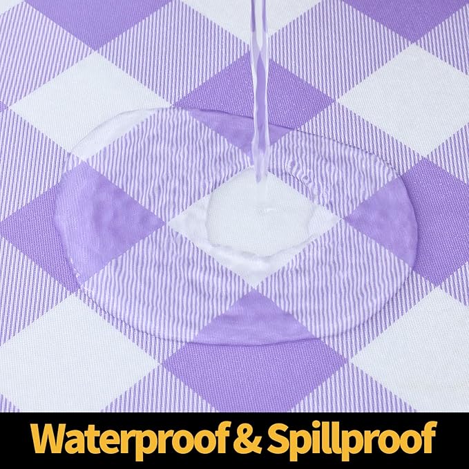 Smiry Rectangle Picnic Table Cloth, Elastic Waterproof Fitted Vinyl Tablecloths - Image 3