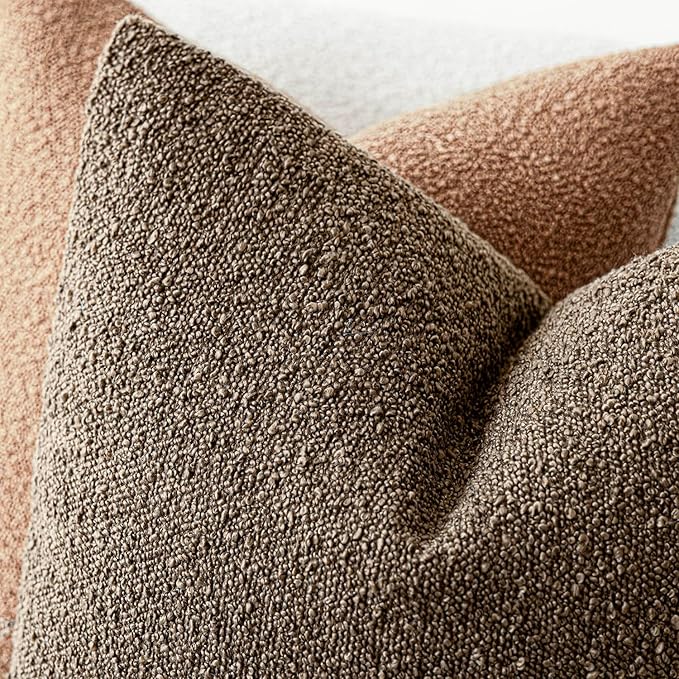 Foindtower Pack of 2 Textured Boucle Throw Pillow Covers Accent Solid - Image 4