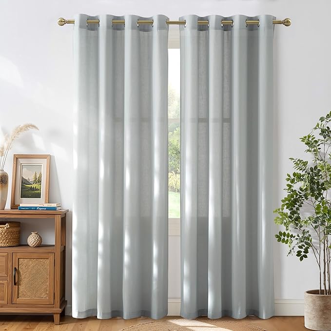 NICETOWN Light Cyan Linen Curtains - Image 2