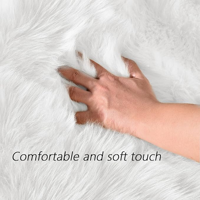 Latepis 2x6 White Runner Faux Fur Sheepskin Rug - Image 4