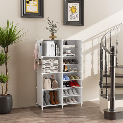 awtatos closet organizer 8 cube storage shelves, white shown in use