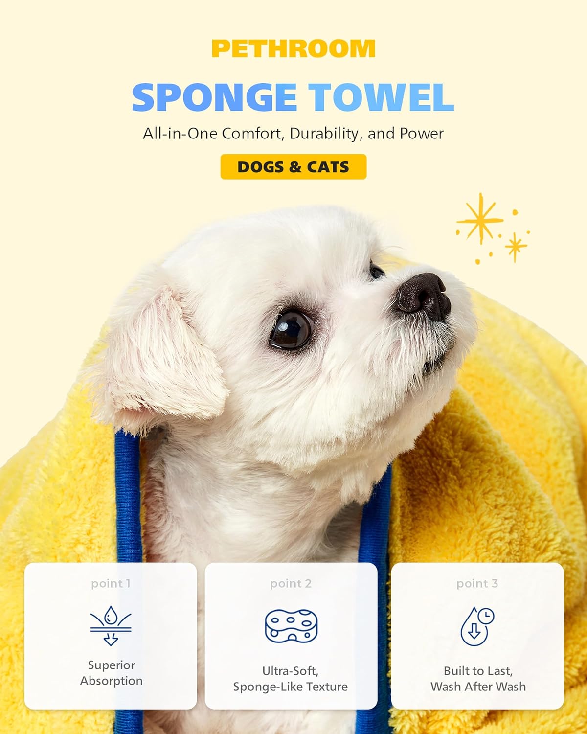 pethroom ultra absorbent pet towel | quick-drying, soft shown in use