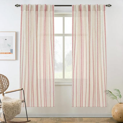 DriftAway Farmhouse Vertical Striped Linen Blend Textured Light Filtering Semi by DriftAway