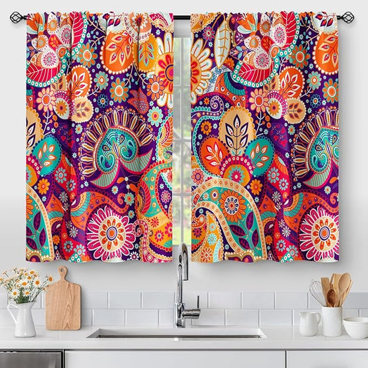 Aimego Boho Flower Kitchen Curtains by Aimego