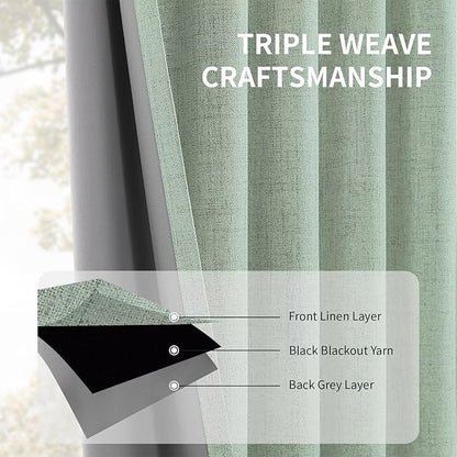 CUCRAF Linen 100% Blackout Curtains 84 Inch Length 2 Panels Set, Back Tab and - Image 6