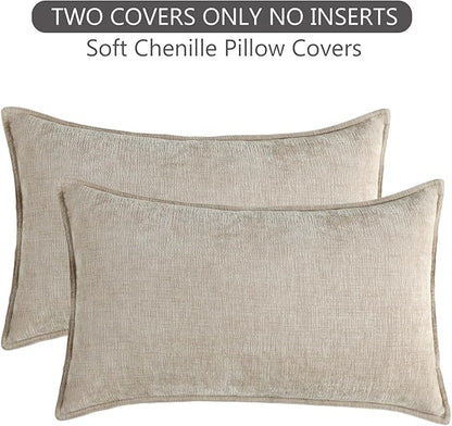 Stellhome Lumbar Chenille Throw Pillow Covers Set of 2 Super Soft Textured - Image 6