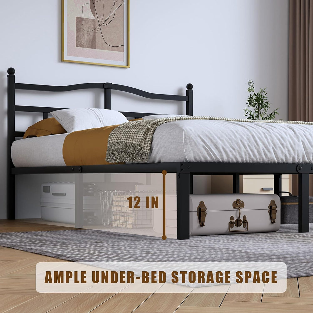 SHOANED 14 Inch Metal Bed Frame - Queen Size Heavy Duty Bedframe with Headboa...