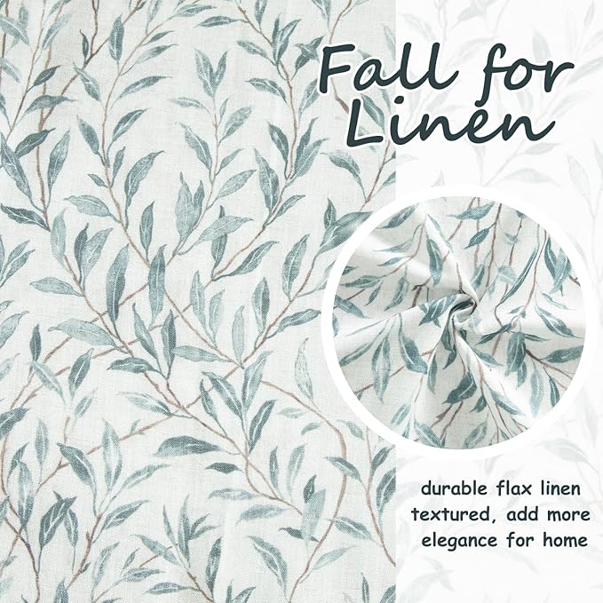 Leeva Farmhouse Leaves Print Semi-Blackout Curtains Valances - Image 2