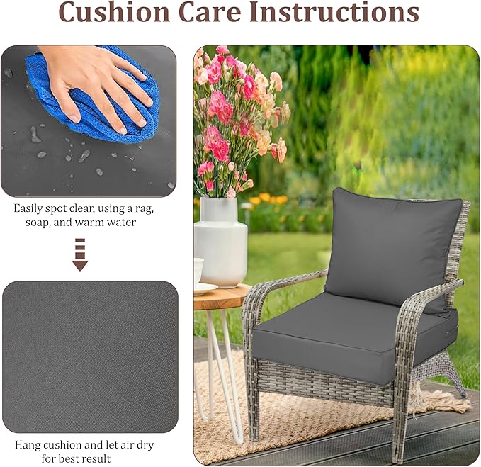 Waterproof Outdoor Chair Cushion Set of 4, Outdoor Cushions - Image 7