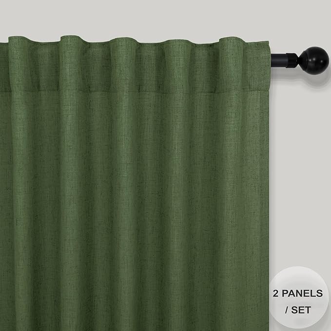Pitalk Olive Green Curtains 96 Inches 8 FT Long - Image 2
